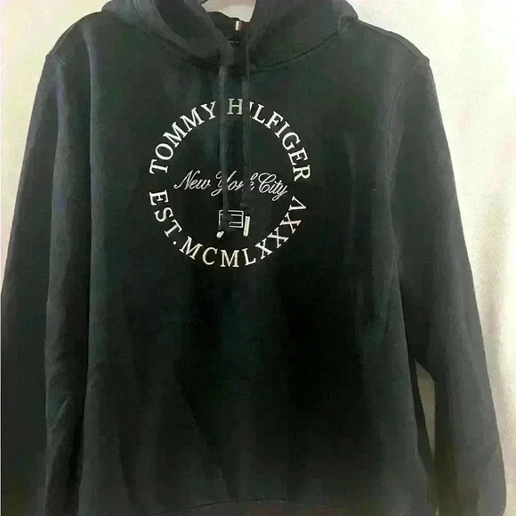 Tommy Hilfiger Metallic NYC Circle Logo Hoodie. Size Medium - Picture 1 of 5